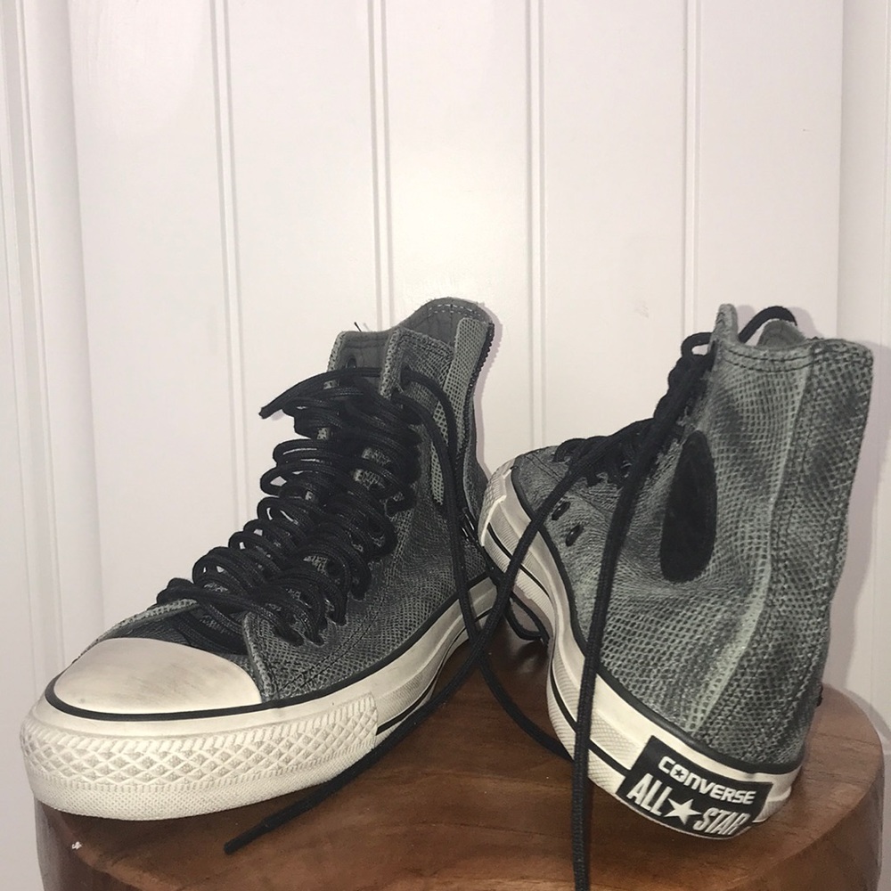 CUSTOM MADE Gray/Black High Top Converse